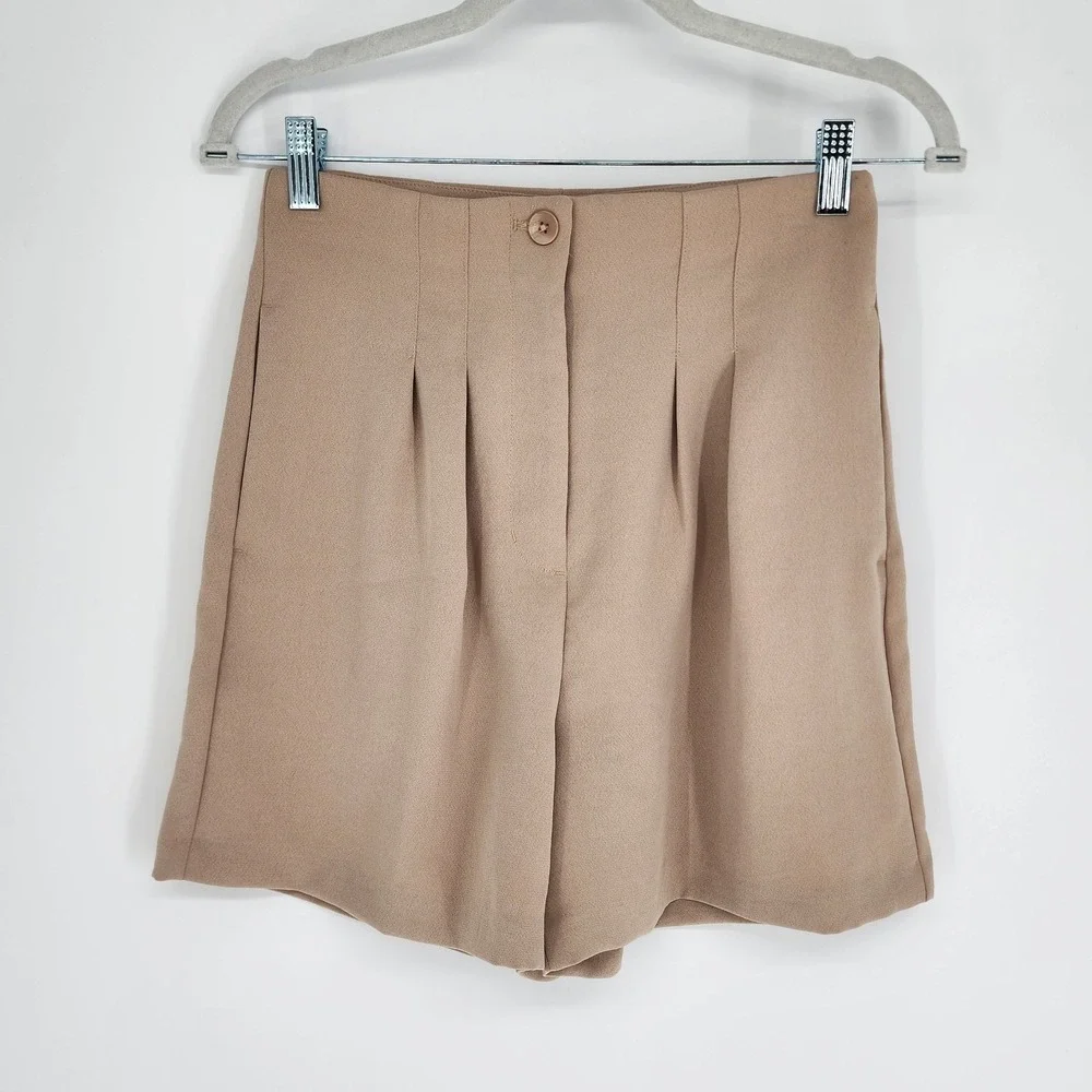 Express Womens Pleated Midi Super High Rise Shorts Size 4 Minimalist Casual Chic